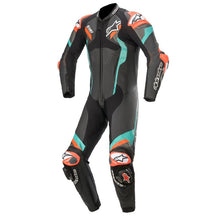 Load image into Gallery viewer, Alpinestars Atem V4 Leather 1 Piece Motorcycle Suit - Black/Petrol/Flurored - View 1 | Everest Motorcycles