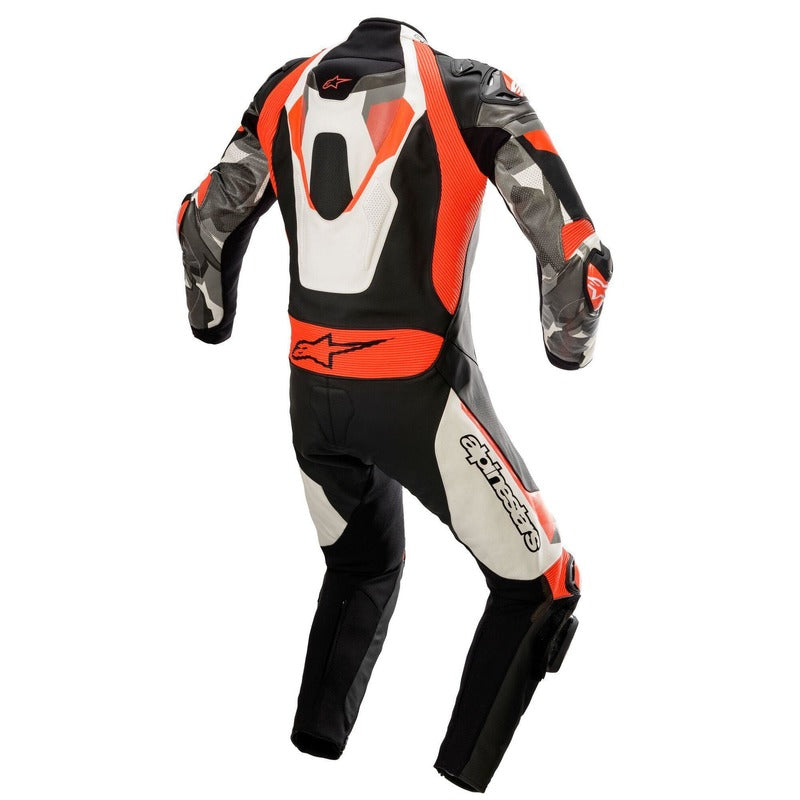 Alpinestars Atem V4 1-Piece Motorcycle Leather Suit - White/Black/Fluro/Red - View 2 | Everest Motorcycles