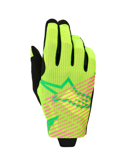 Alpinestars 2025-2026 Radar Pro Gloves - Green/Fluro-Yellow/Fluro-Pink - View 1 | Everest Motorcycles