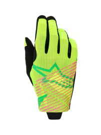 Alpinestars 2025-2026 Radar Pro Gloves - Green/Fluro-Yellow/Fluro-Pink - View 1 | Everest Motorcycles
