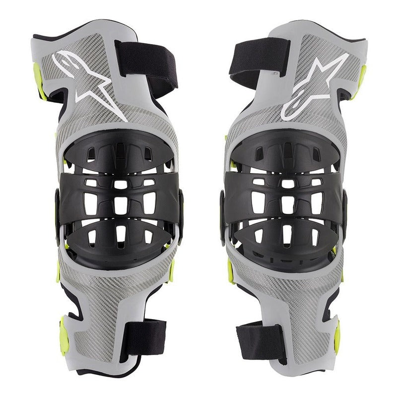 Alpinestars Bionic-7 MX Motocross Offroad Knee Brace - Silver/Fluro Yellow - MotoHeaven