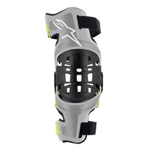 Load image into Gallery viewer, Alpinestars Bionic-7 MX Motocross Offroad Knee Brace - Silver/Fluro Yellow - MotoHeaven