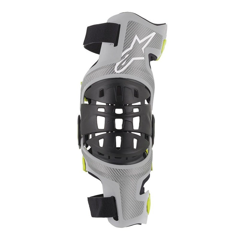 Alpinestars Bionic-7 MX Motocross Offroad Knee Brace - Silver/Fluro Yellow - MotoHeaven