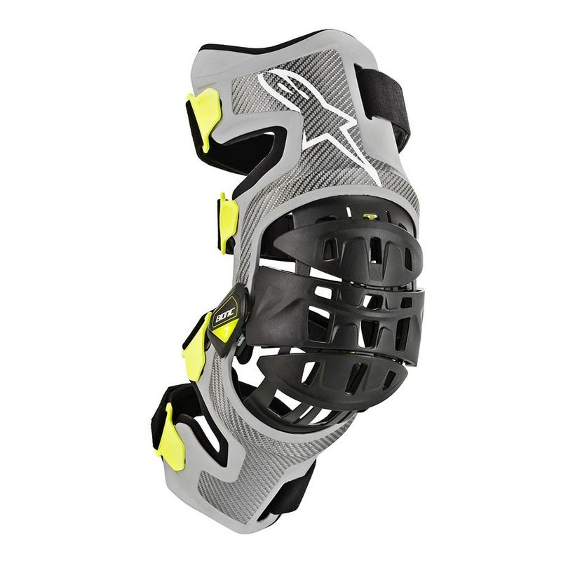 Alpinestars Bionic-7 MX Motocross Offroad Knee Brace - Silver/Fluro Yellow - MotoHeaven