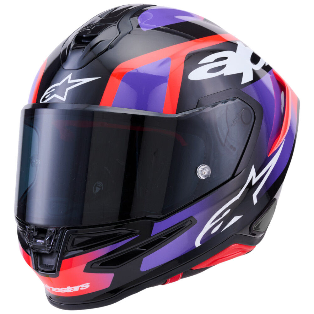 Alpinestars Supertech S-R7 Lumen ECE06/DOT Full Face Helmet  Black/Purple/Fluro Red/White Gloss