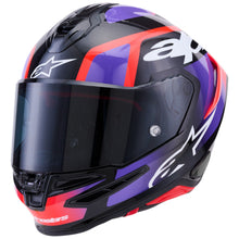 Load image into Gallery viewer, Alpinestars Supertech S-R7 Lumen ECE06/DOT Full Face Helmet  Black/Purple/Fluro Red/White Gloss
