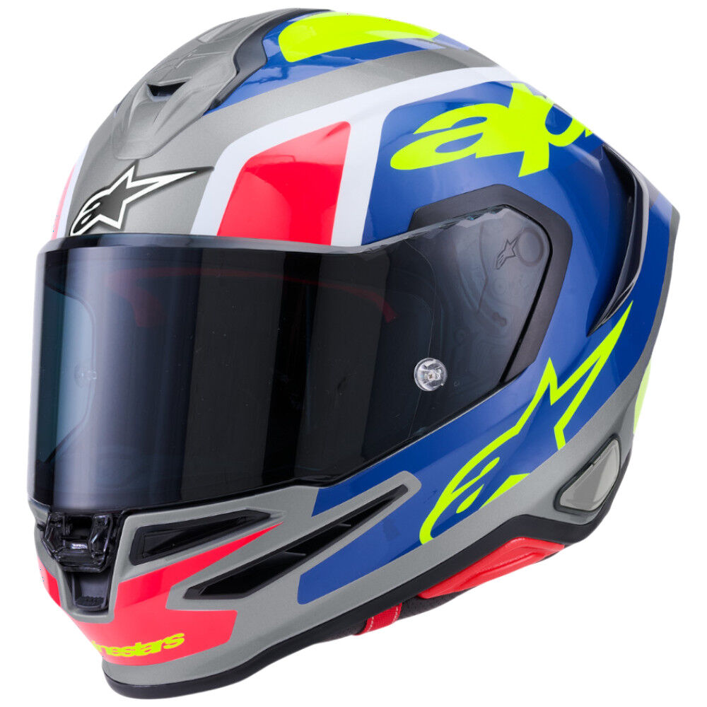 Alpinestars Supertech S-R7 Lumen ECE06/DOT Full Face Helmet  Silver/Black/Pink Fluro/Yellow Gloss