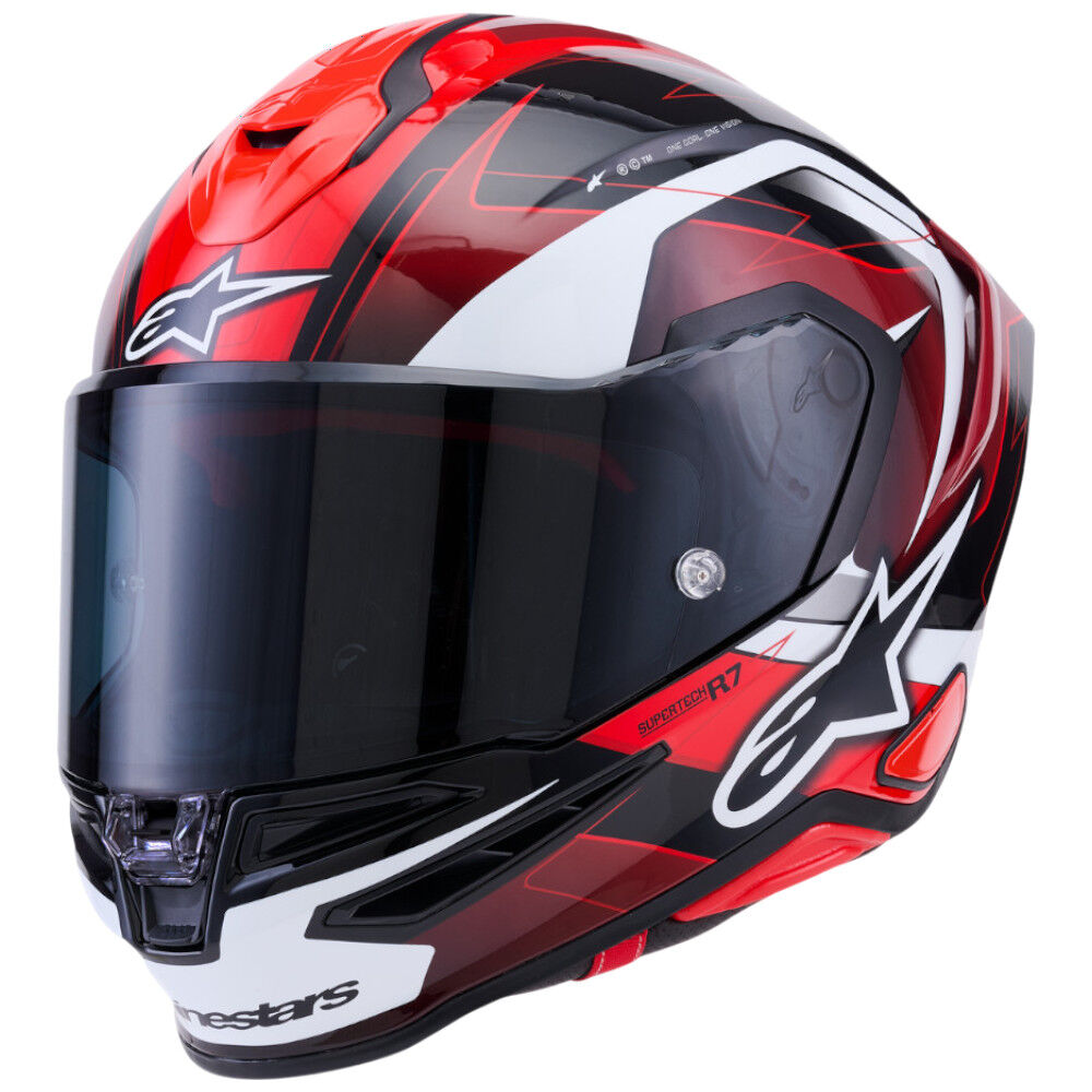 Alpinestars Supertech S-R7 Kinetis ECE06/DOT Full Face Helmet  Black/White/Red Gloss