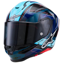 Load image into Gallery viewer, Alpinestars Supertech S-R7 Kinetis ECE06/DOT Full Face Helmet  Black/Blue Fluro/Pink/White Gloss