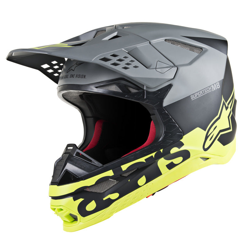 Alpinestars MX 2019 S-M8 Radium Motocross Helmet - Black/Fluro/Grey - View 1 | Everest Motorcycles