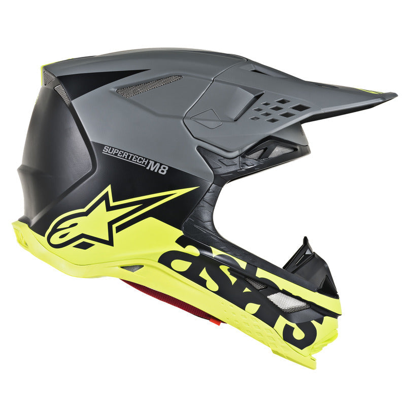 Alpinestars MX 2019 S-M8 Radium Motocross Helmet - Black/Fluro/Grey - View 3 | Everest Motorcycles