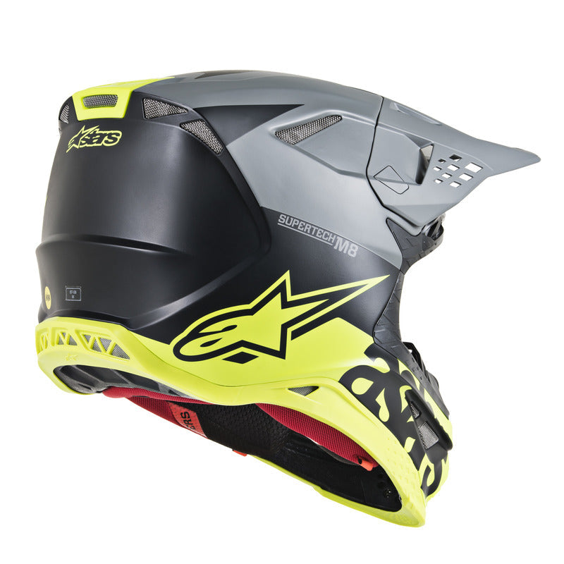 Alpinestars MX 2019 S-M8 Radium Motocross Helmet - Black/Fluro/Grey - View 4 | Everest Motorcycles