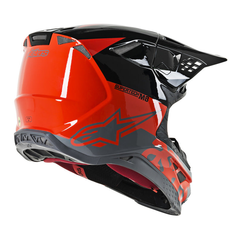 Alpinestars MX 2019 S-M8 Radium Motocross Helmet - Fluro Red/Black - View 4 | Everest Motorcycles