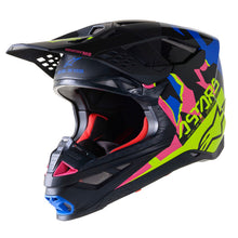 Load image into Gallery viewer, Alpinestars Supertech M8 Echo ECE Helmet- Black Blue/ Fluro Yellow Fluro Pink