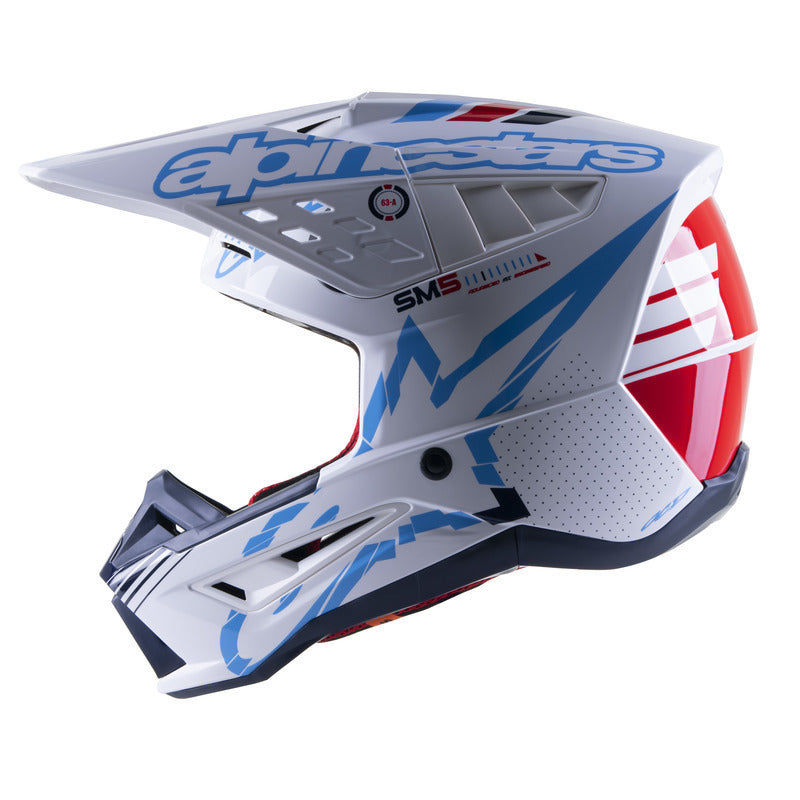 Alpinestars SM5 Action Helmet - Gloss White Cyan Dark Blue - View 6 | Everest Motorcycles
