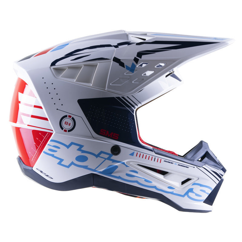 Alpinestars SM5 Action Helmet - Gloss White Cyan Dark Blue - View 2 | Everest Motorcycles
