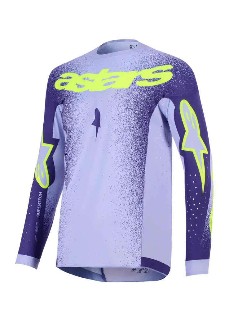 Alpinestars 2026 Supertech Scenz Jersey Purple/Yellow Fluro - View 1 | Everest Motorcycles