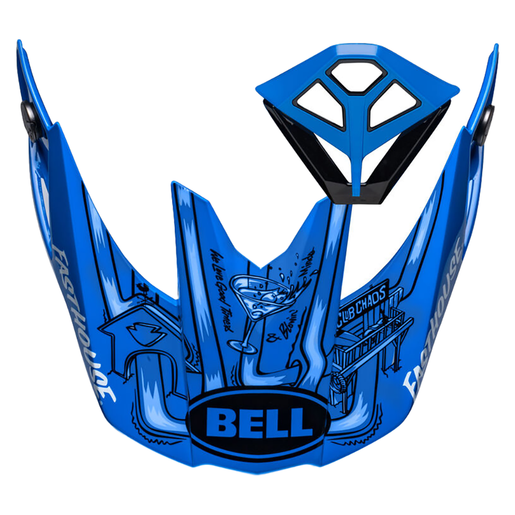 Bell Replacement Moto-10 Peak and Mouthpiece Kit - Fasthouse DITD 23 Matte Gloss Blue/Grey