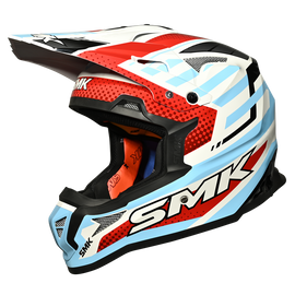 SMK Allterra Bulldozer (MA153) MX Helmet - Matt White/Blue/Red