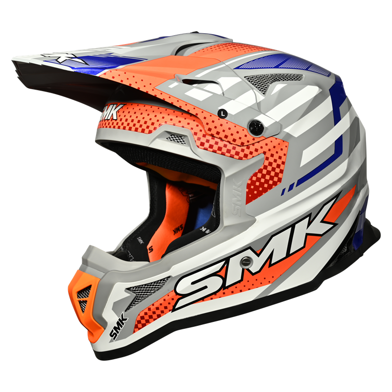 SMK Allterra Bulldozer (MA617) MX Helmet - Matt Grey/White/Orange