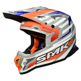 SMK Allterra Bulldozer (MA617) MX Helmet - Matt Grey/White/Orange