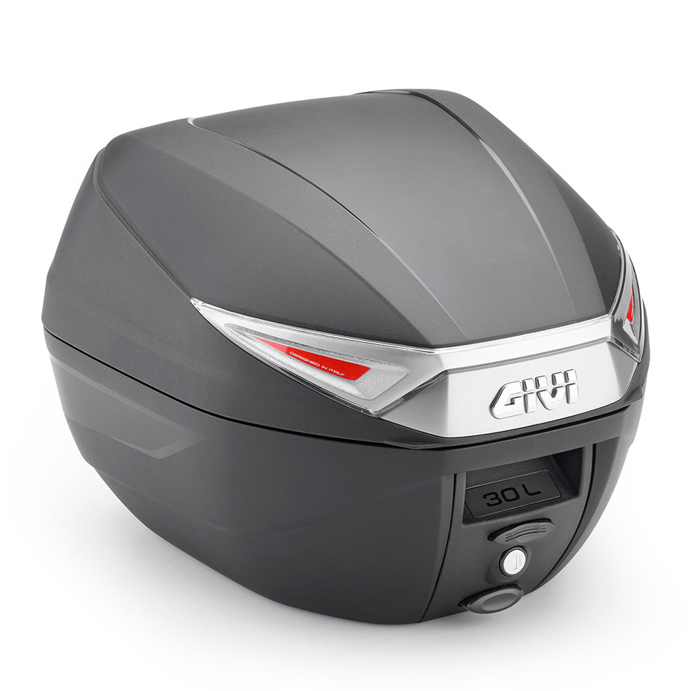 Givi 30L Monolock Topcase Tech With Plate And Universal Kit - Black With Smoked Reflectors