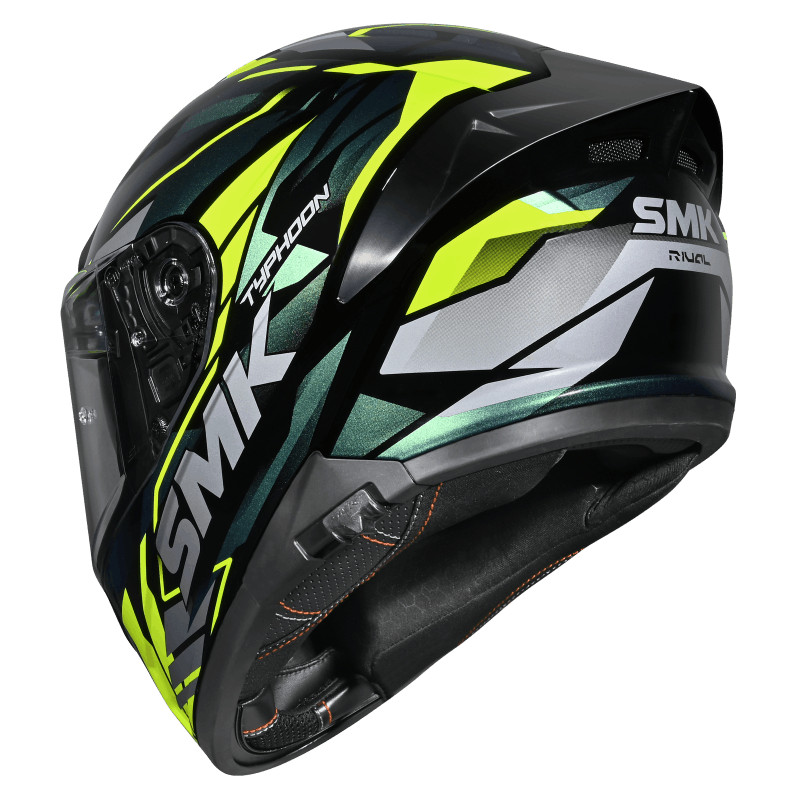 SMK Typhoon 06 Rival (GL254C) Full Face Helmet - Black/Green/Yellow