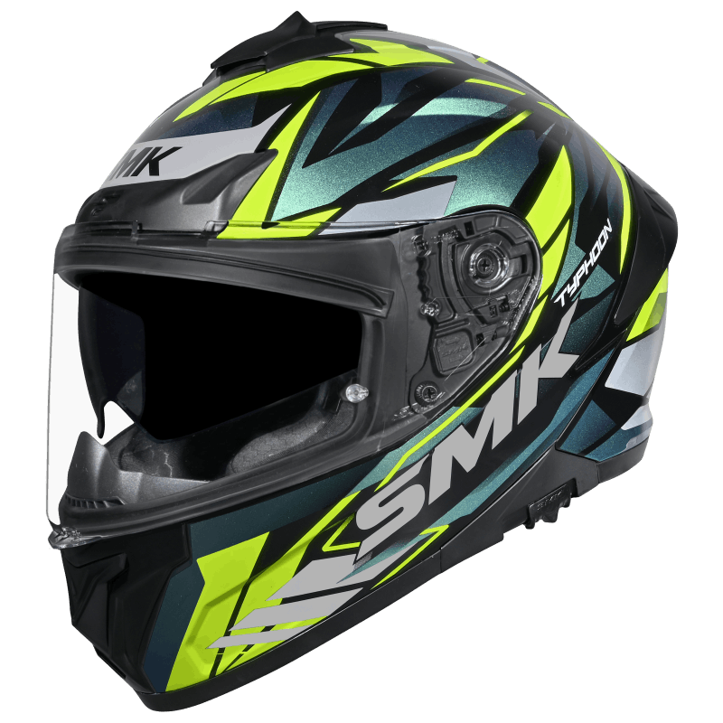 SMK Typhoon 06 Rival (GL254C) Full Face Helmet - Black/Green/Yellow