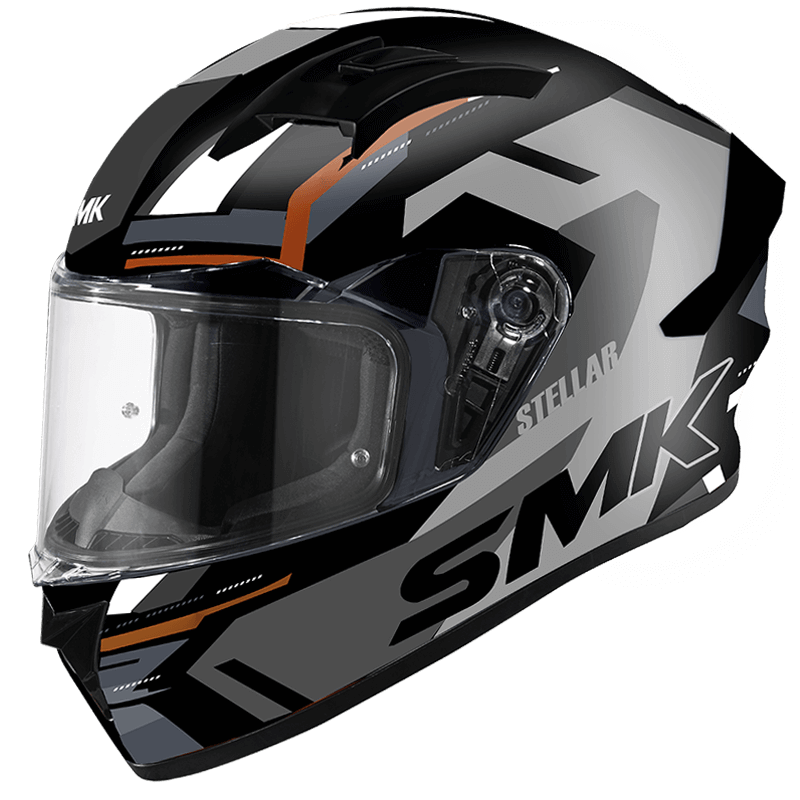 SMK Stellar K-Power (GL267) Full Face Helmet - Black/Grey/Orange