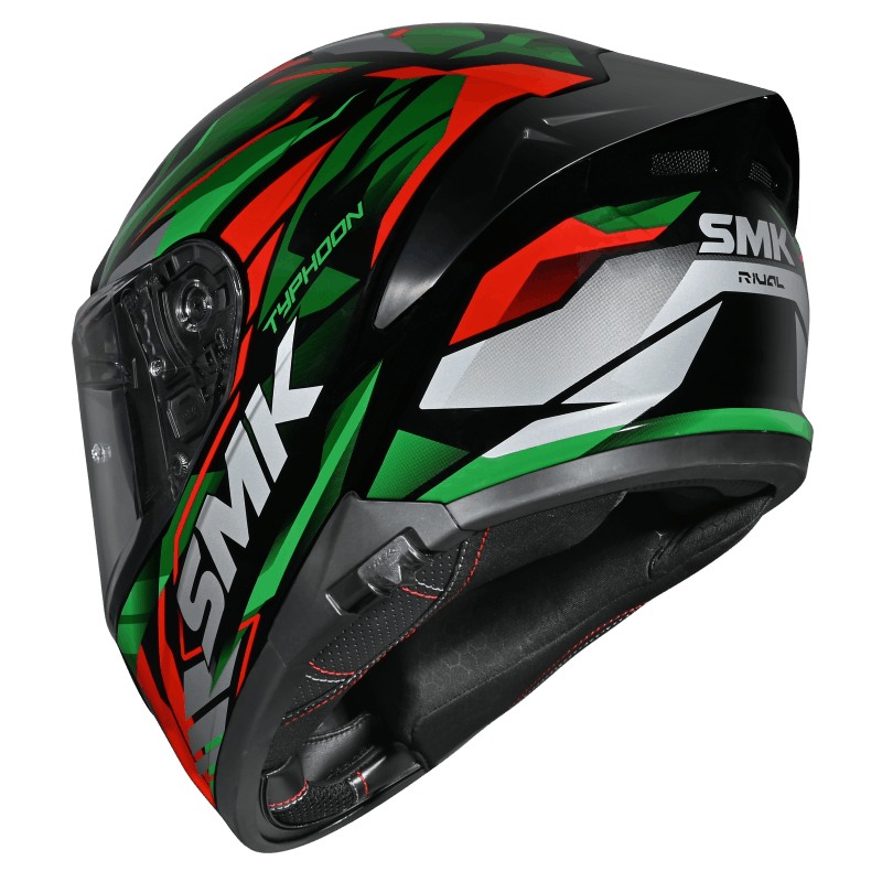 SMK Typhoon 06 Rival (MA283) Full Face Helmet - Matt Black/Green/Red