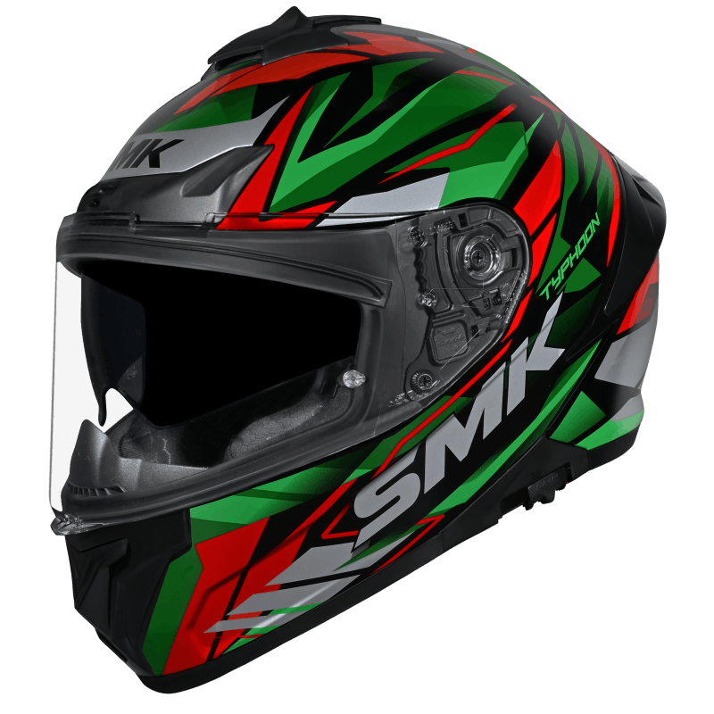 SMK Typhoon 06 Rival (MA283) Full Face Helmet - Matt Black/Green/Red