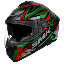 Load image into Gallery viewer, SMK Typhoon 06 Rival (MA283) Full Face Helmet - Matt Black/Green/Red