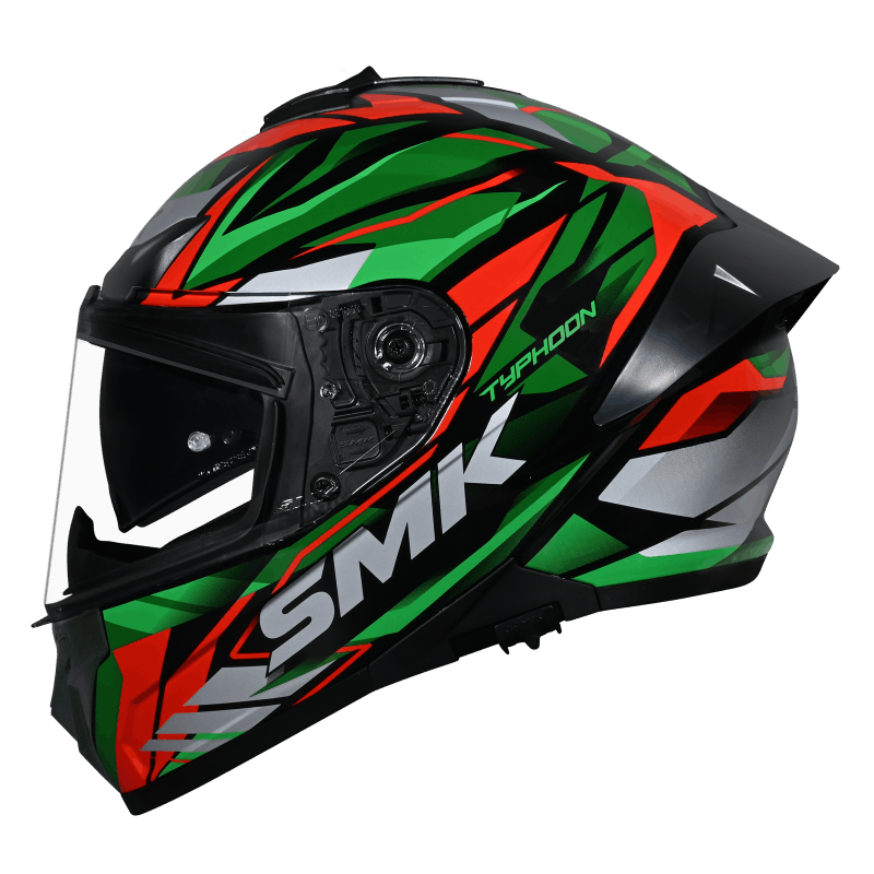 SMK Typhoon 06 Rival (MA283) Full Face Helmet - Matt Black/Green/Red