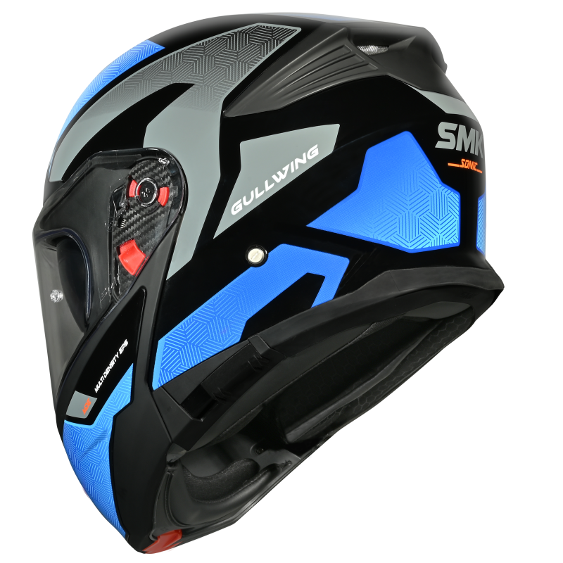 SMK Gullwing Sonic (GL256) Flip-up Helmet - Black/Blue/Grey