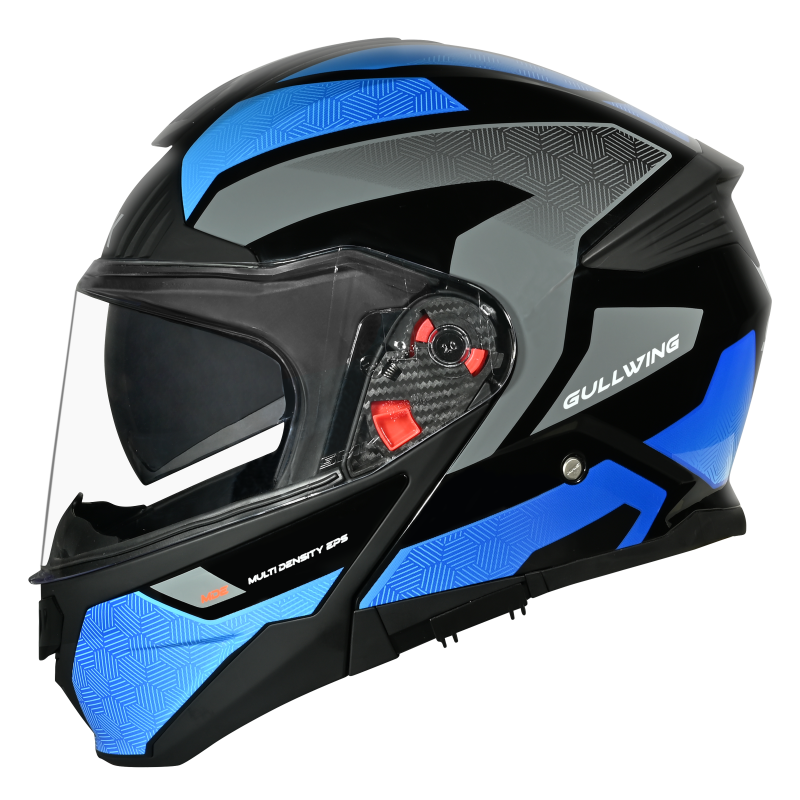 SMK Gullwing Sonic (GL256) Flip-up Helmet - Black/Blue/Grey