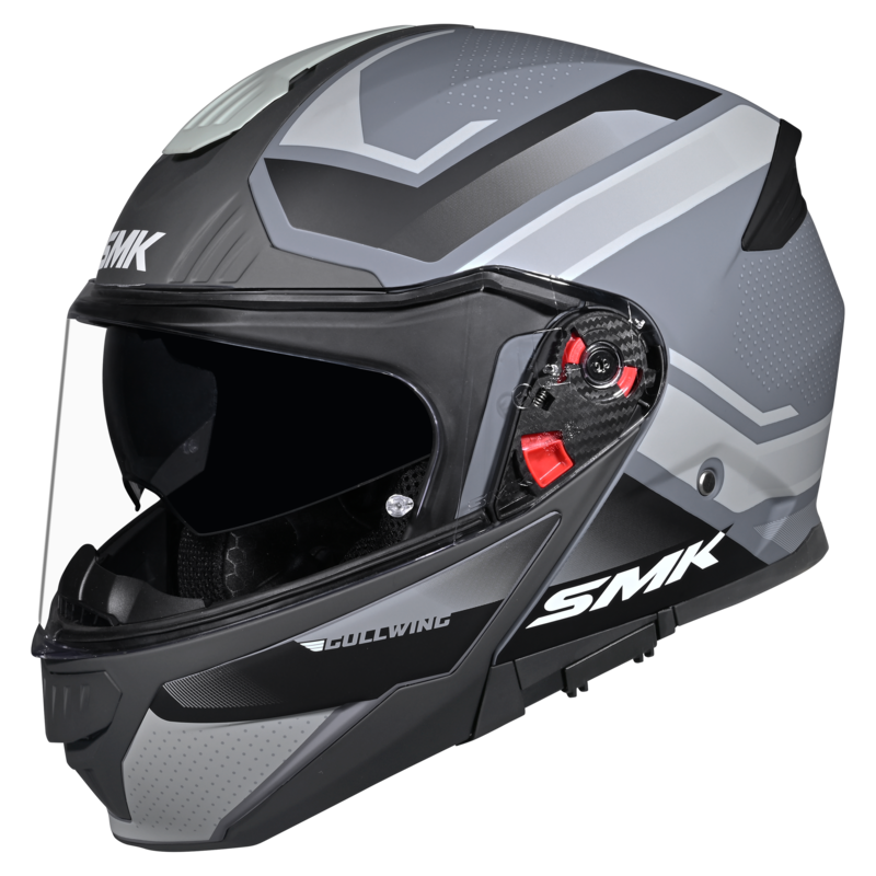 SMK Gullwing Supertour (MA661) Flip-up Helmet - Matt Grey/White
