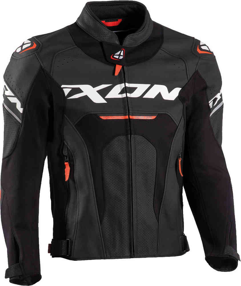 Ixon Jackal Leather Jacket - Black/White/Red