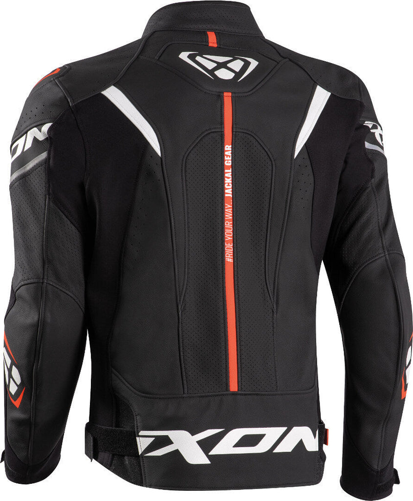 Ixon Jackal Leather Jacket - Black/White/Red