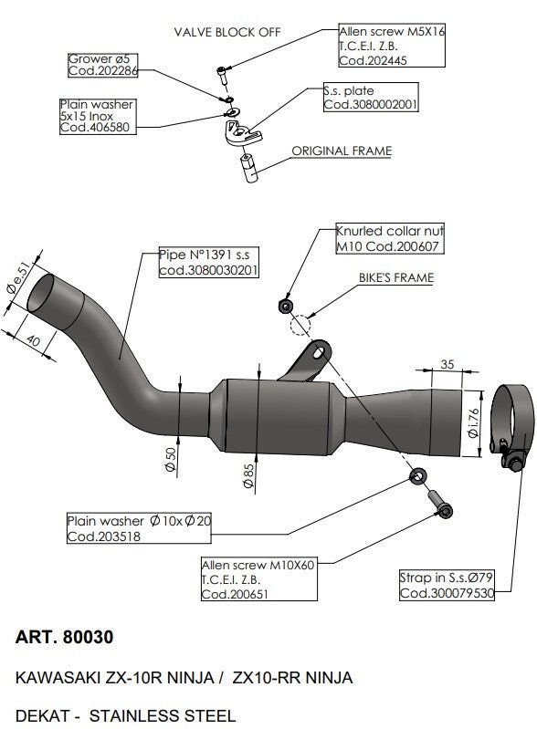LV Link Pipe (Cat Elim.) Stainless ZX-10R / RR Ninja '21> (Orig. & LV Exhaust)