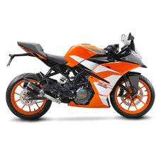 Load image into Gallery viewer, LV Pro Carbon Fiber Slip-On Muffler w/Shark Cut Carbon End Cap for KTM Duke 125/RC 125/Duke 390RC 390 17-20
