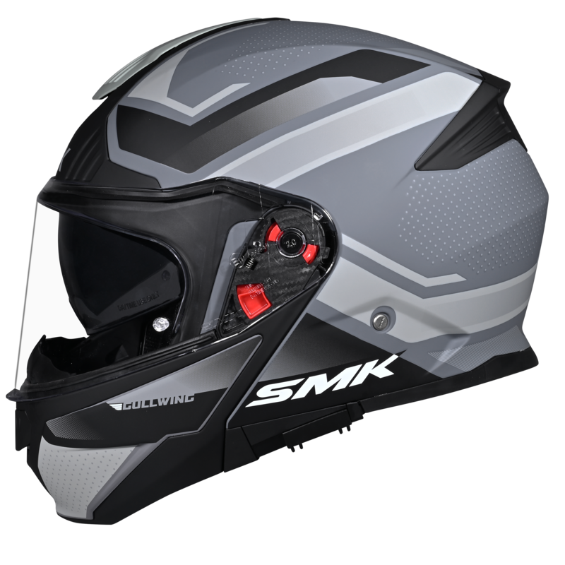 SMK Gullwing Supertour (MA661) Flip-up Helmet - Matt Grey/White