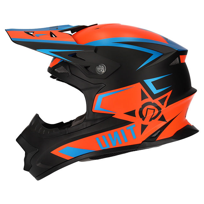 M2R Exo Unit Protech Pc-8F Helmet - Matt Hi-Vis Orange/Blue