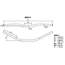 Load image into Gallery viewer, Rizoma Retro 1 Inch 15mm Height Tapered Black Handlebar
