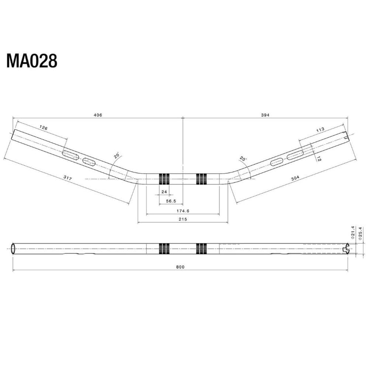 Rizoma Drag Bar Tapered Handlebar