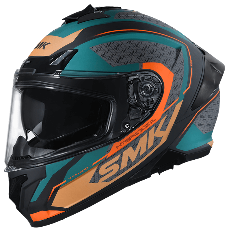 SMK Typhoon RD1 (MA287) Helmet - Matt Black Green Orange