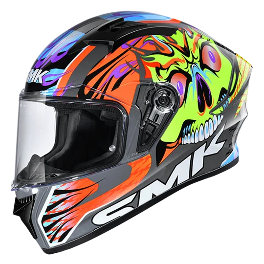 SMK Stellar Skull (GL647) Helmet - Grey Yellw Orange