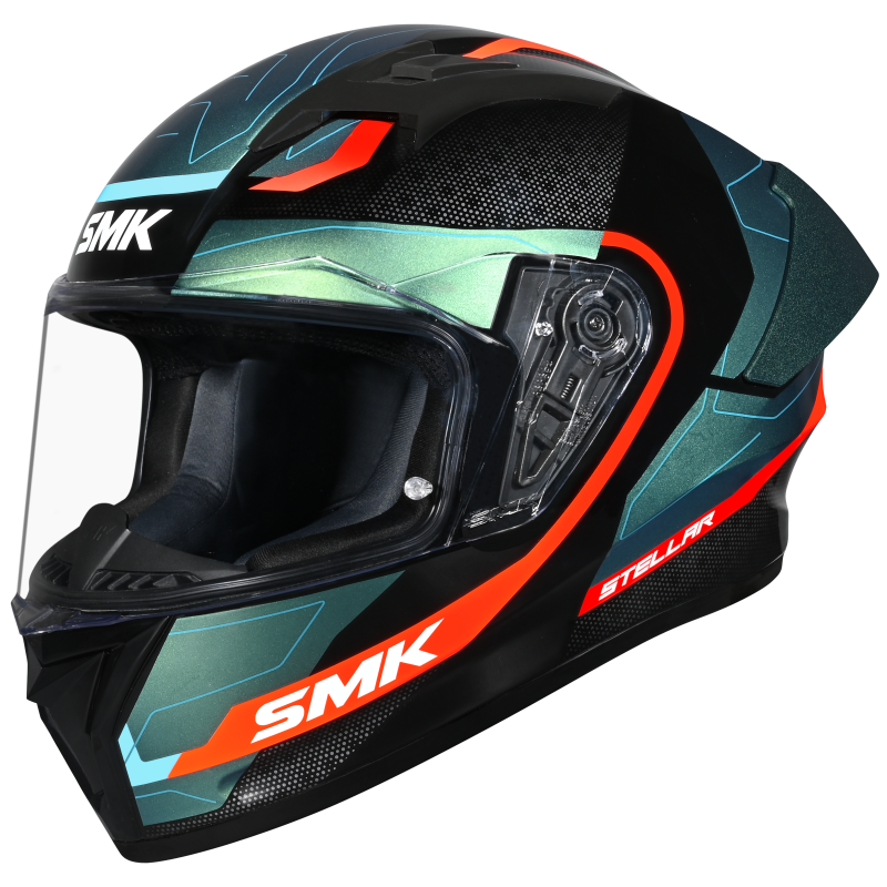 SMK Stellar Sport Flight (GL257C) Full Face Helmet - Black/Blue/Orange