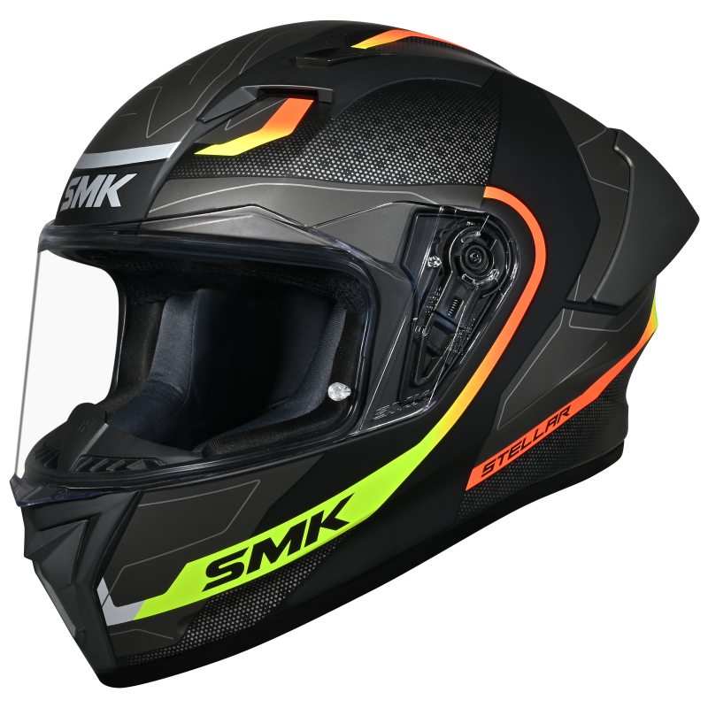SMK Stellar Sport Flight (MA264) Full Face Helmet - Matt Black/Grey/Yellow