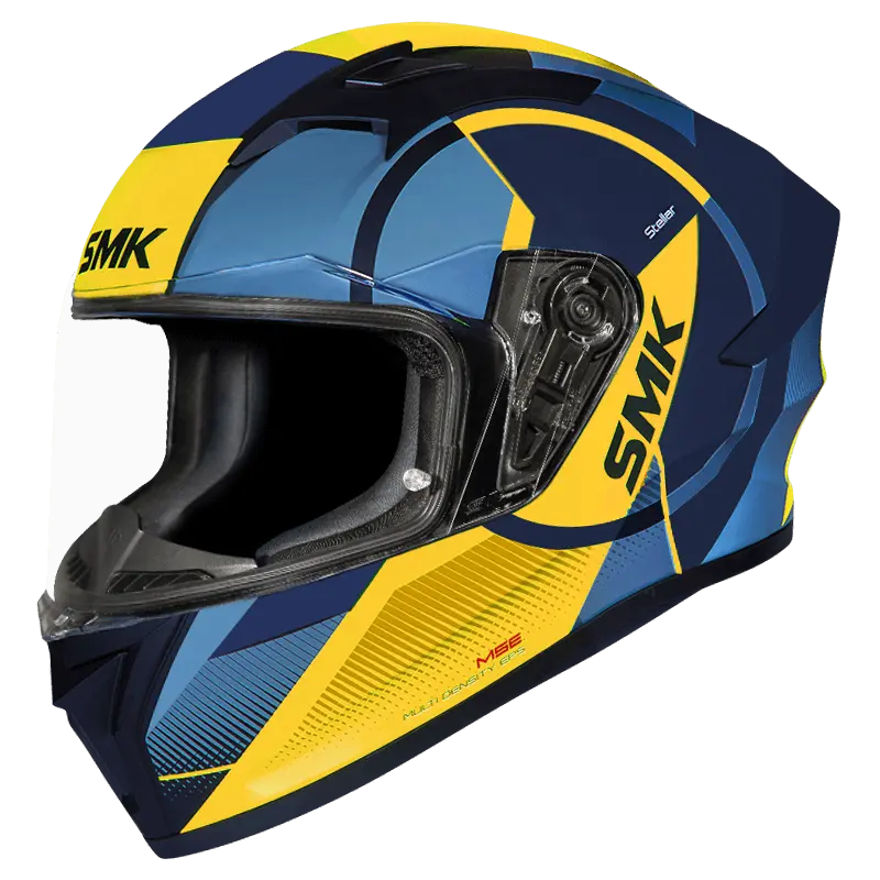 SMK Stellar Faro (MA544) Full Face Helmet - Matt Blue/Yellow