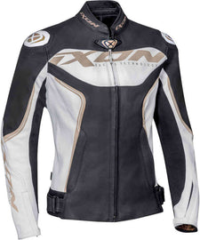 Ixon Trinity Lady Leather Jacket - White/Black/Gold